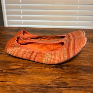Hush Puppies Orange/Peach Striped Ballet Flats with Elastic Trim
